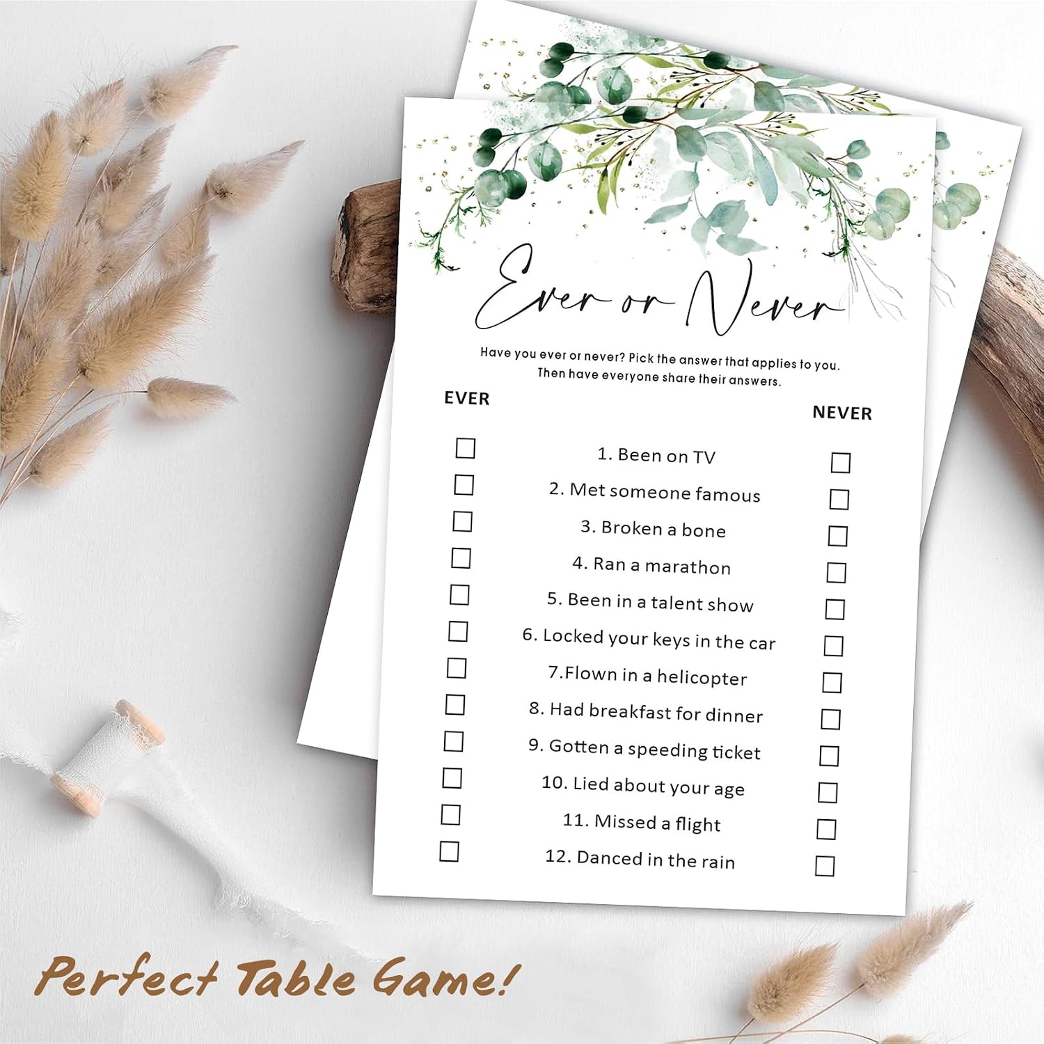 Minimalist Office Party Games, Ever or Never Icebreaker Game Cards Set of 30, 5x7 in Bingo Style Cards, Greenery Office Team Building Games, Birthday Party Game for Adults, Classroom, Graduation - 01 image 5