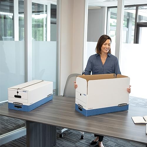 Miniatura 2 de Bankers Box 0001103 LIBERTY - Caja de almacenamiento resistente, carta, 12 x 24 x 10 pulgadas, color blancoazul, 4CT