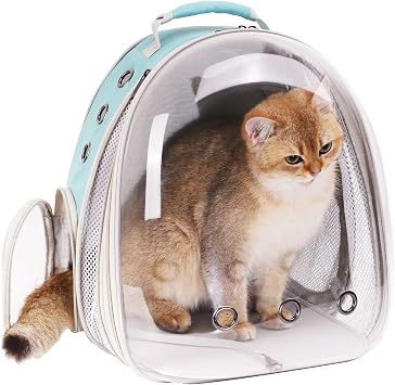 Cat Backpack Carrier, Fit up to 9 kgs Pet, Front Extension Space Capsule Clear Bubble Window Pet Carry Transport Book Bag for Fat Cat Puppy