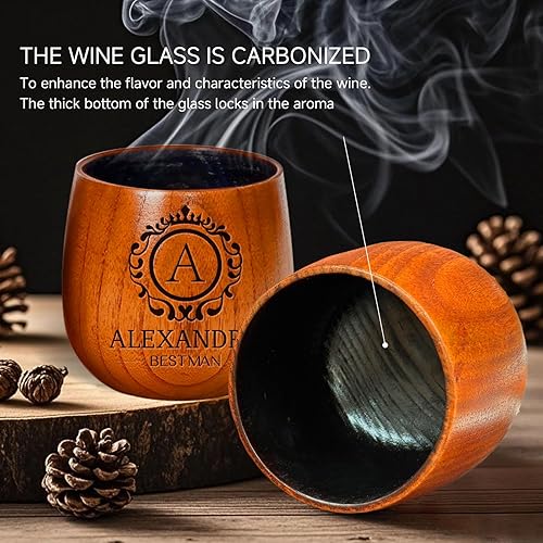 Miniatura 8 de Vasos de whisky de madera personalizados, regalos de bourbon carbonizado grabados personalizados para hombres que lo tienen todo, vaso para beber,
