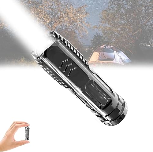 Blueoxy - Luz de flash, mini linterna portátil de luz fuerte, con puerto USB, cargador 2 en 1 y linterna de alto lúmenes para exteriores (1)