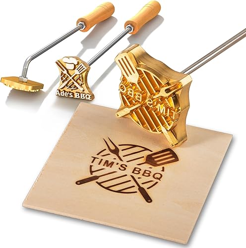 Deironply Hierro de marca de madera personalizado  Hierro de marca personalizado para sello de madera latón y mango de madera, sello de quema de