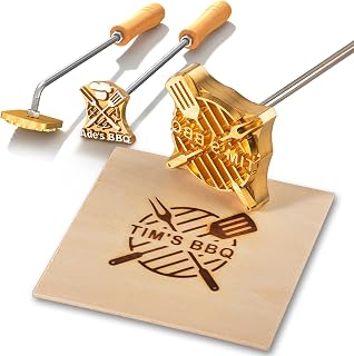 Deironply Wood Branding Iron Personalized - Custom Branding Iron for Wood Brass Stamp and Wood Handle Wood Burning Stamp Personalized Perfect Craft Lovers Gift for Wood Leather 1 inch