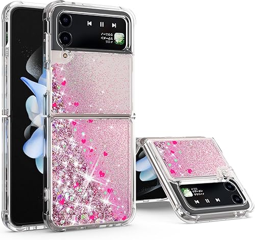 EnCases Funda para Samsung Galaxy Z Flip 4 con purpurina líquida, Galaxy Z Flip 4, funda brillante de arena movediza brillante a prueba de golpes