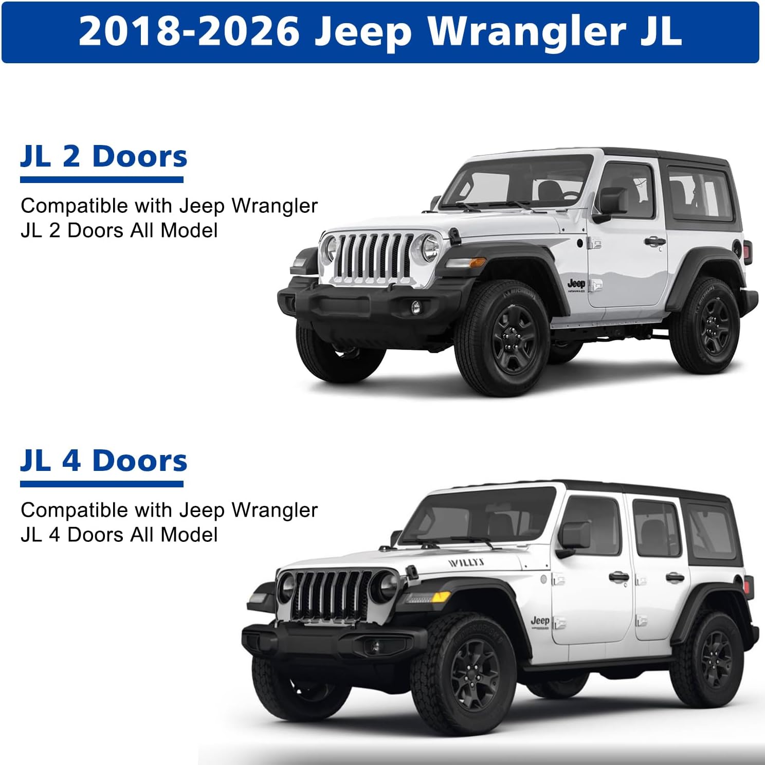 SUNPIE Wrangler JL Bumpers Front and Rear Combo with LED Lights and License Plate, Rock Crawler bumper for Jeep Wrangler JL/JLU/4XE Plug-in-hybird 2018-2026