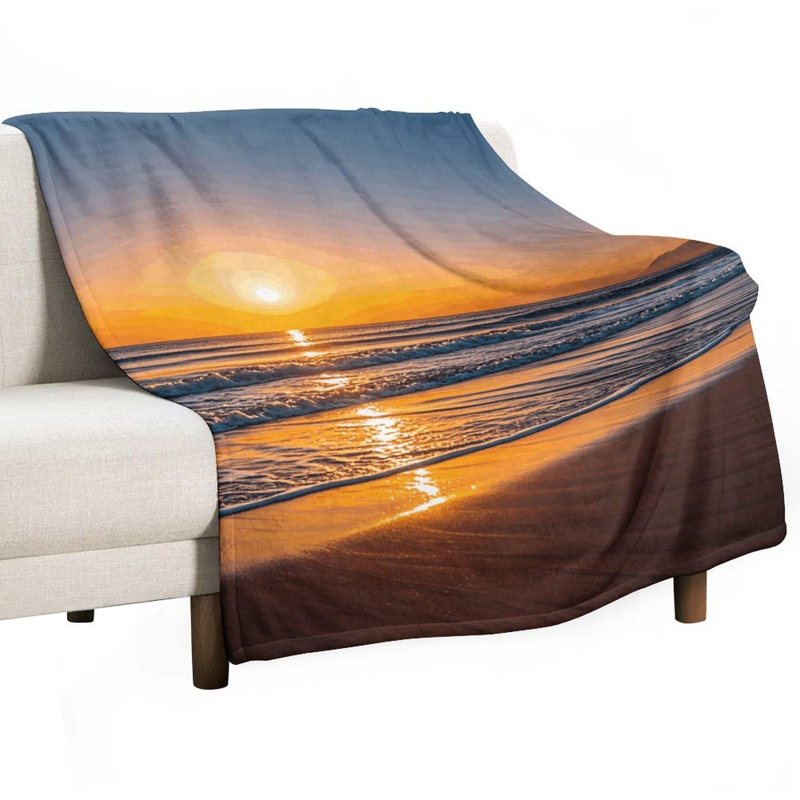 Couverture polaire lit et canapé légère toutes saisons motif plage