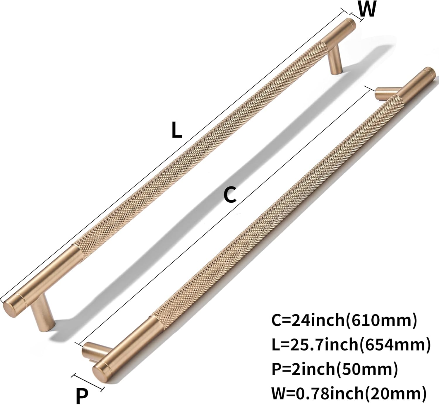 khtumeware 1 Pack 24 Inch(610mm) Drawer Appliance Handles Knurled Champagne Bronze Cabinet Pulls Drawer Pulls Kitchen Hardware Kitchen Handles for Cabinets Cupboard Handles