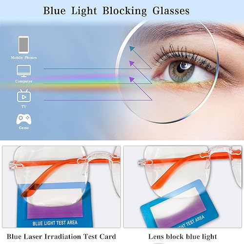 Miniatura 6 de Chicpop Paquete de 4 lentes de luz azul para mujer, sin marco, lentes de luz azul, lentes de lectura para hombres