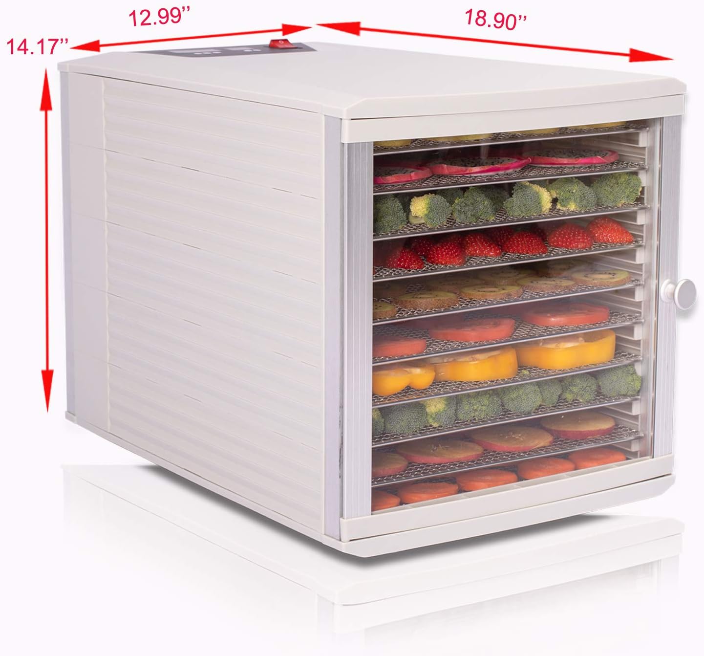 Buу 2 gеt 3 JAYETEC Food Dehydrators, 10 Trays staniless steel trays with digital adjustable,temperature and timer controlling, vegetable, fruit, jerky,beef, herb dehydrator, yogurt maker, double over heat protection, transparent door & Grey, including 2pcs non-stick sheets