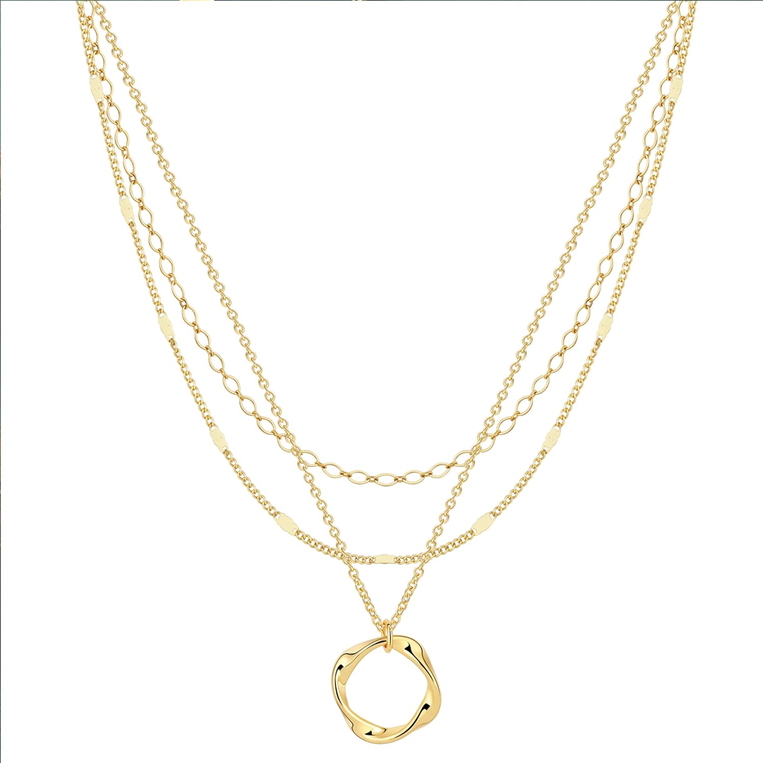 Gold/Silver Layered Necklaces for Women,Dainty 14k Gold Plated Stackable Choker Necklaces for Women,Trendy Layering Coin Chain Pendant Jewelry Set Gifts - Image 5