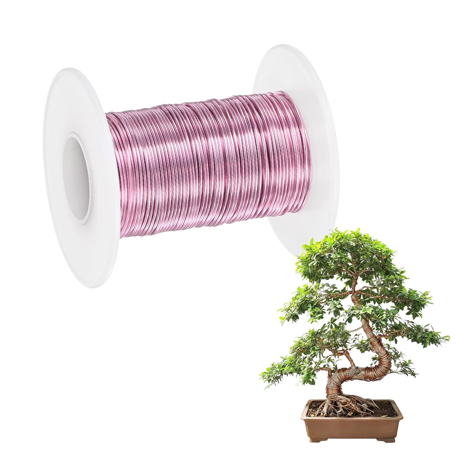 M METERXITY 1-Pack Bonsai Training Wire 0.8mm x 66ft/20m, Pink