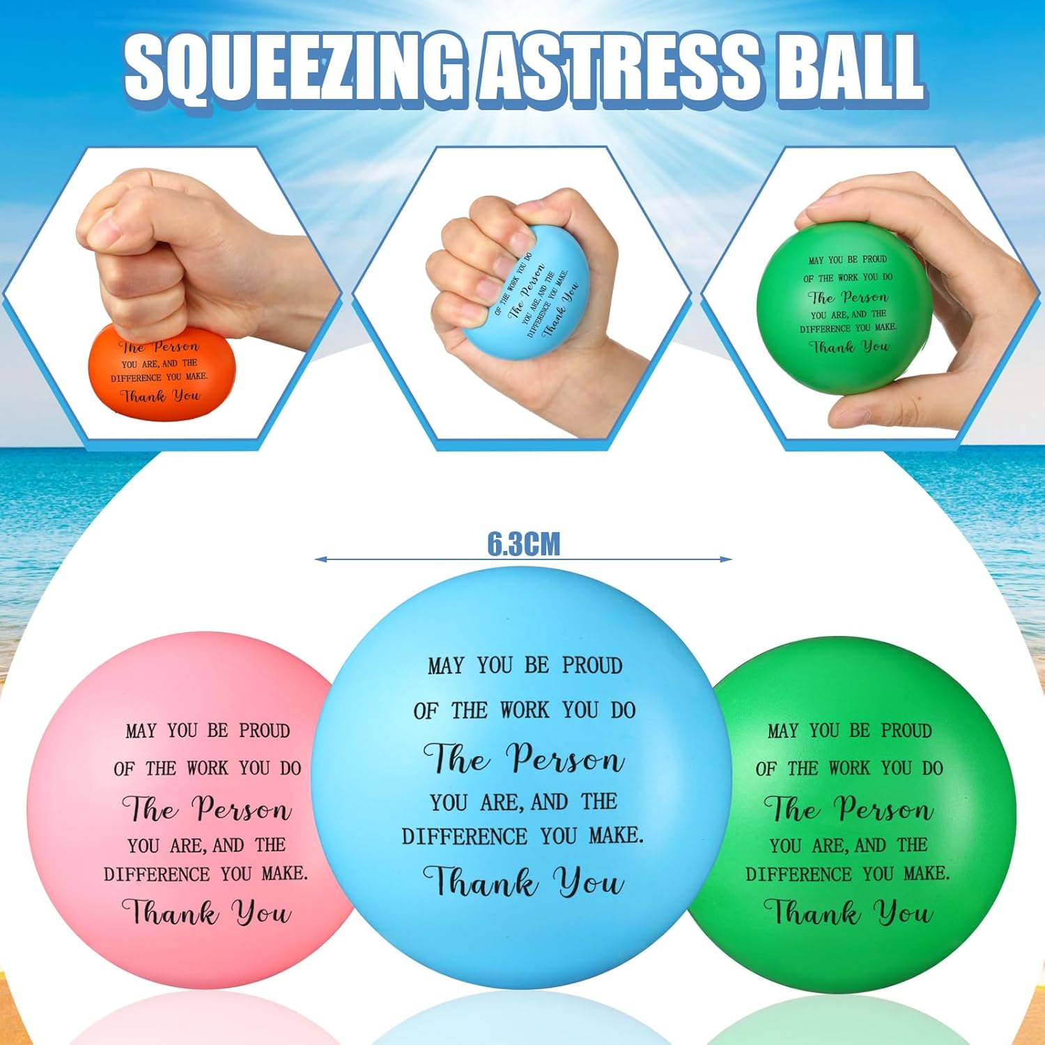 100 Pcs Thank You Gift Stress Balls Appreciation for May You Be Proud of The Work You Do Relief Anxiety Fidget Toys for Adults Employee Coworker Teacher Retirement