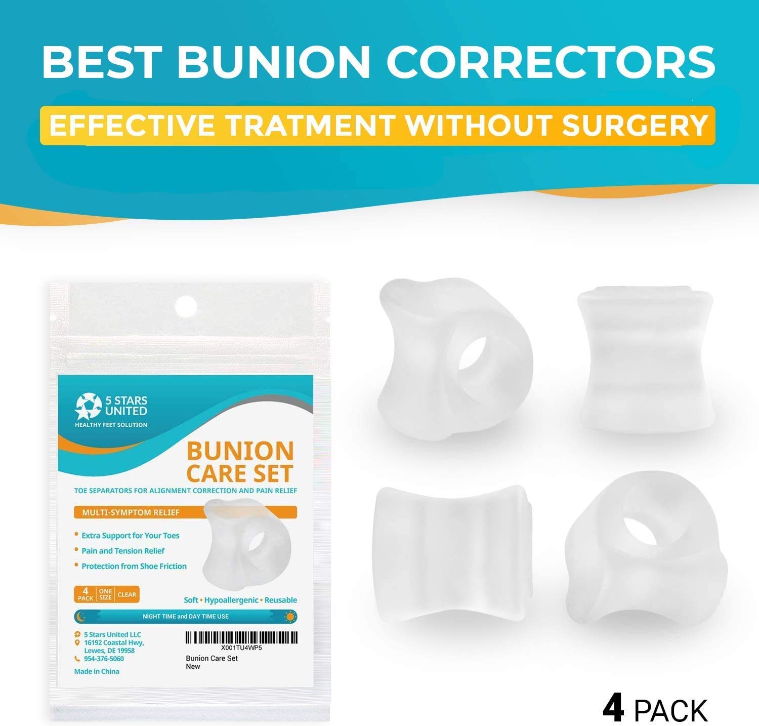 Buy Toe Separators Hammer Toe Straightener 4Pack Pinky Toe Toe