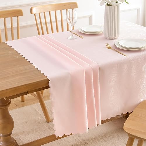 Miniatura 148 de Mantel Redondo Dorado Mantel de Mesa con Patrón de Hojas Borde Festoneado Sedoso Suave Impermeable Lavable 50 Pulgadas Cubierta de Mesa de Tela