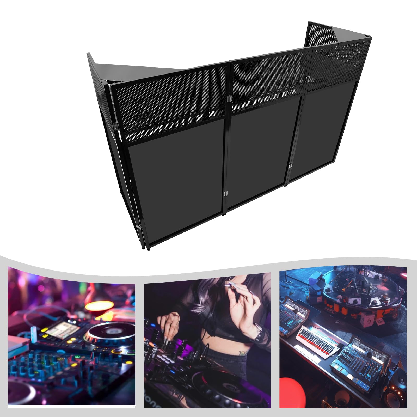 LIAPDG DJ Booth Stand, Foldable DJ Stand Table Detachable DJ Controllers With Cable Hole & Carrying Bag Load Bearing Capacity 20 Kg/44 Lbs Overall Size 185.42 x 58.42 x 115 Cm/73 x 23 x 45.3in