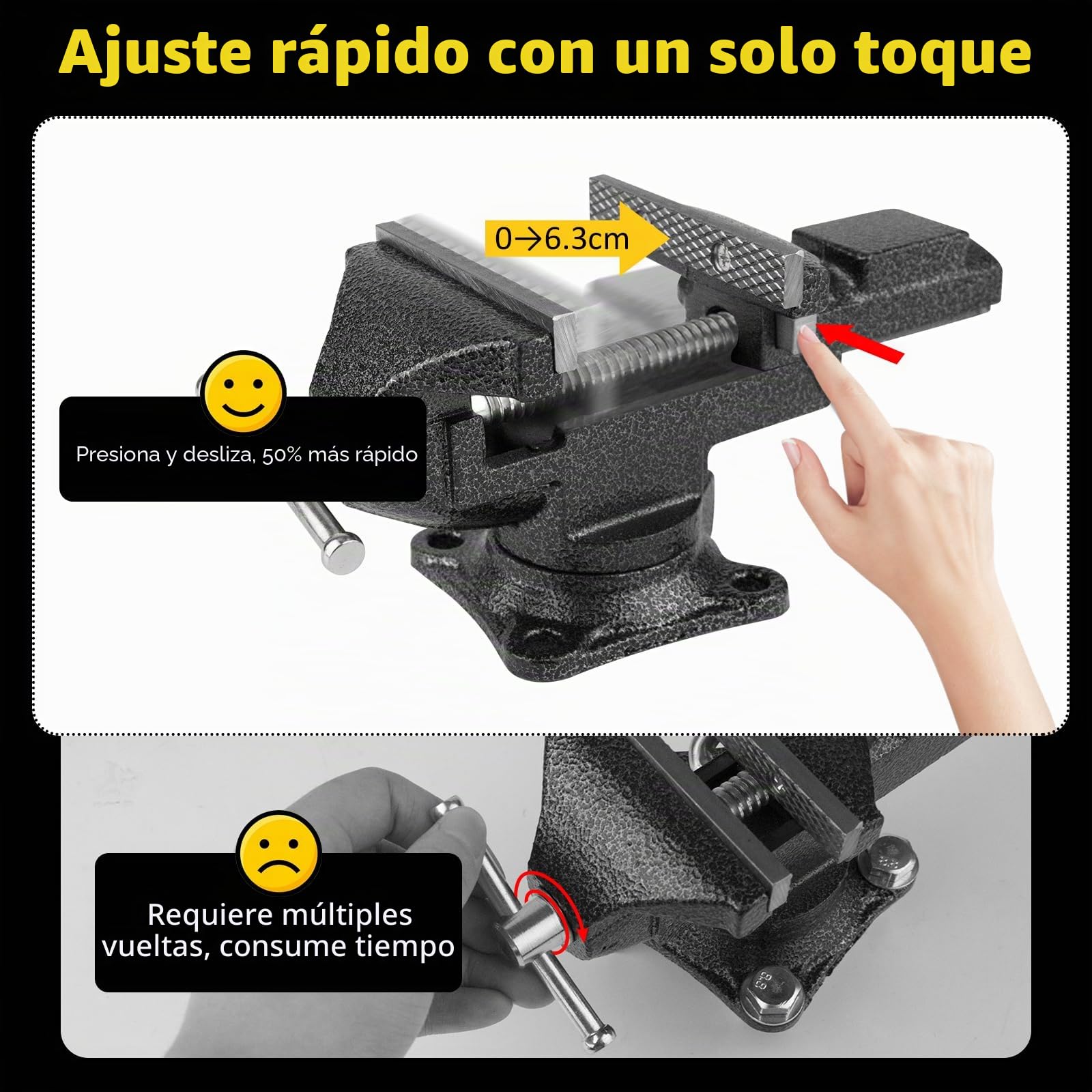Tornillo de banco giratorio de 360°, pequeño tornillo de banco de mesa, portátil, con almohadillas antideslizantes, guantes, tornillos, para trabajar la madera, trabajar el metal