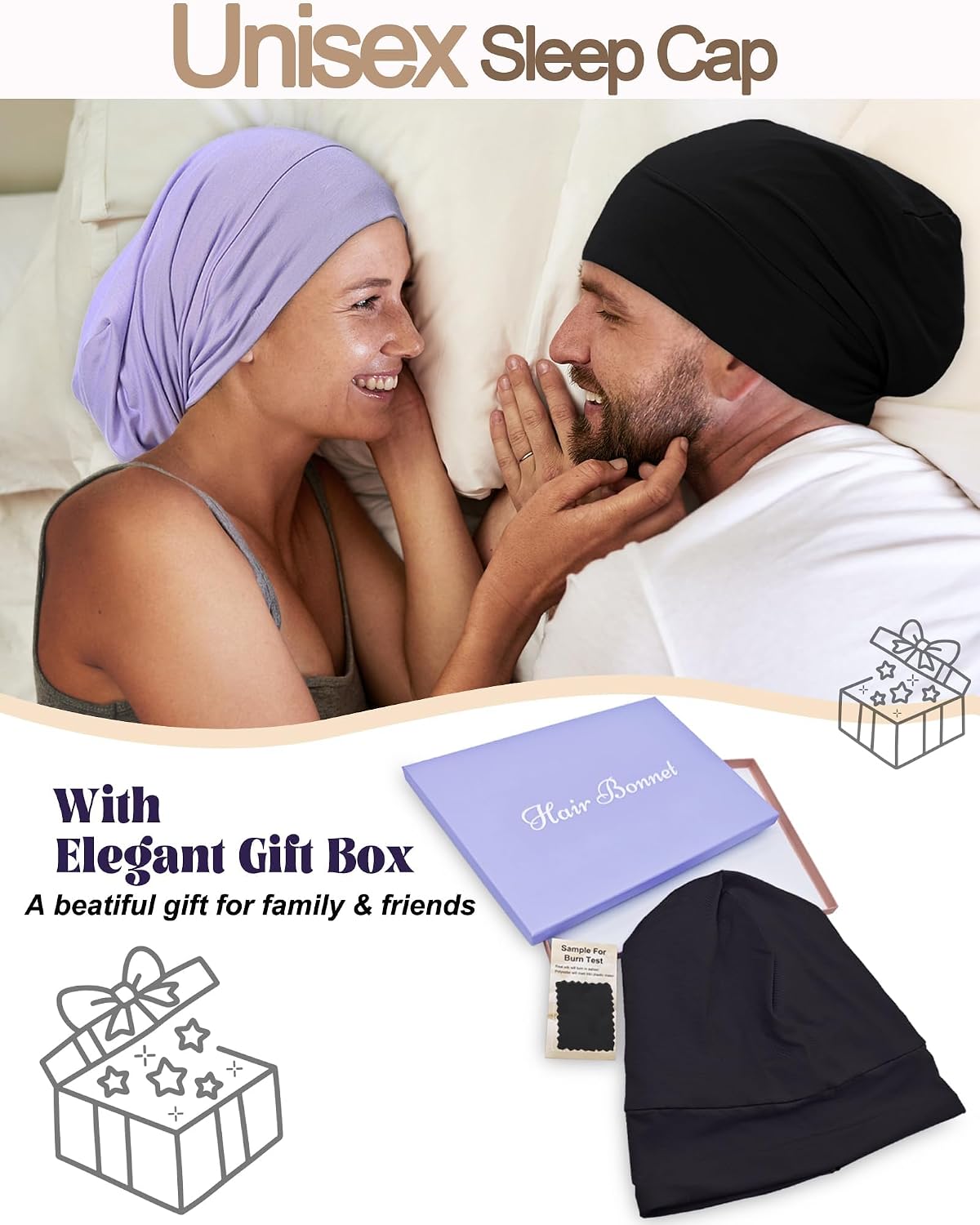 100% Mulberry Silk Bonnet for Sleeping Women Real Silk Lined Sleep Cap | Adjustable Bonnets for Black Women and Men Anti-Frizz Stay On All Night Hat for Curly Braids Hair Wrap Soft Slouchy Beanie
