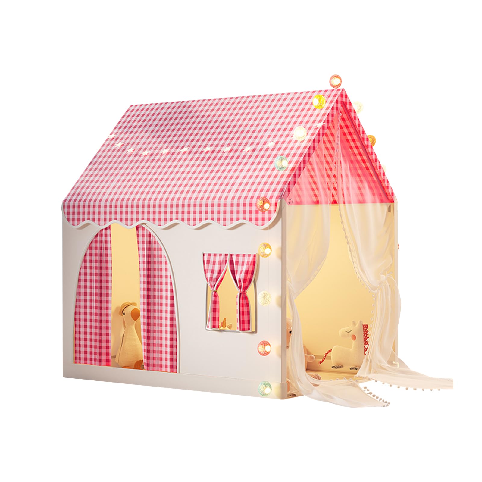 Ergocar Children's Tent Indoor Outdoor Double Door Castle Ball Light Colorful Flag Cloud Star Light Suitable For Toddler Children Boys And Girls