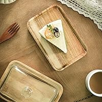 Vista 3 de Angoily Bandeja de comedor de vidrio de 7 pulgadas con cubierta de cúpula transparente para servir postres para el hogar, cocina y entretenimiento