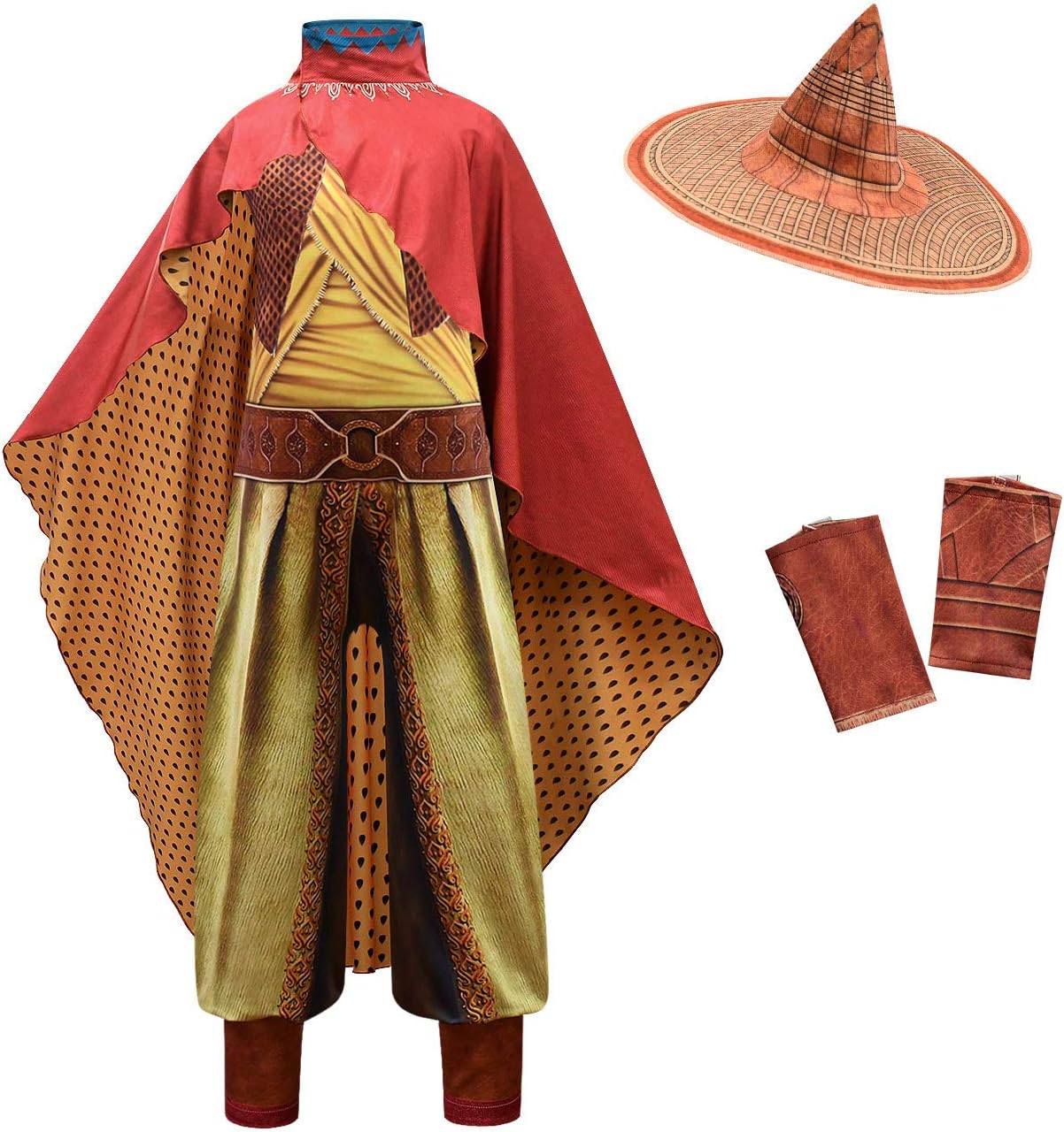 Girls Raya Cosplay Costume Dragon Princess Warrior Suits Jumpsuit Full Set Outfits for Halloween