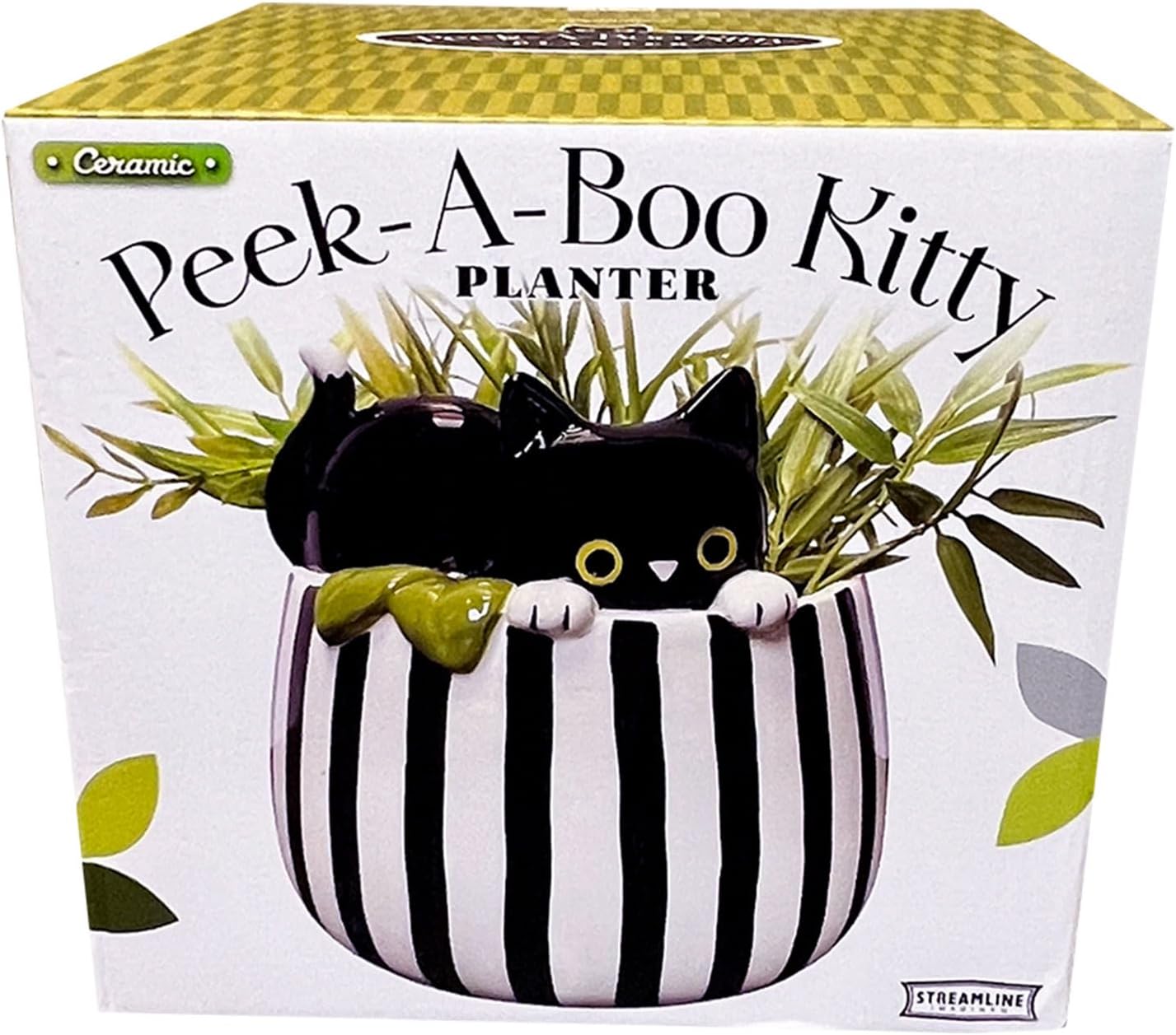 Streamline Imagined Ceramic Planter Pot for Succulent - Peek-A-Boo Kitty - Indoor - 6.75 x 6.75 x 6.75 inches image 3