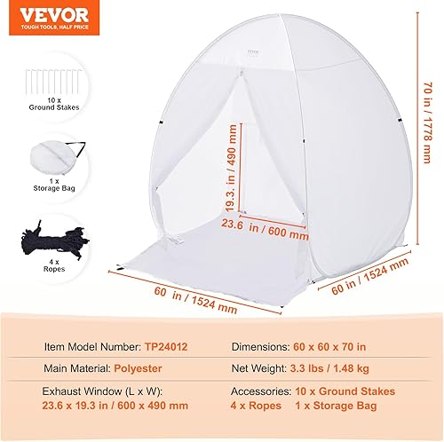 Miniatura 43 de VEVOR Cabina de pintura portátil, tienda de campaña de pintura en aerosol más grande de 10 x 7 x 6 pies con pantalla integrada de piso y malla