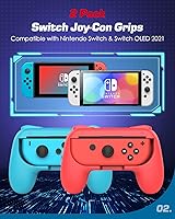 Vista 4 de MoKo Grip para Nintendo Switch OLED modelo Joycon & Switch Joy-Con, paquete de 2 Kit de mango ergonómico de agarre de mano compatible con Nintendo