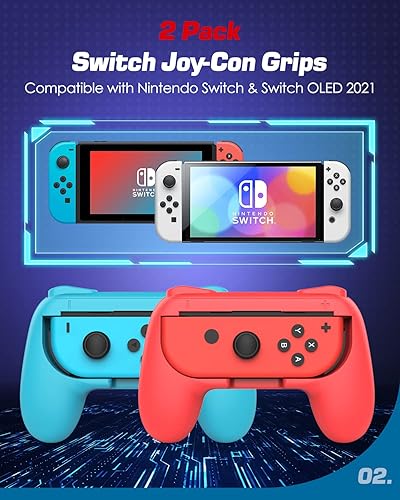 Miniatura 4 de MoKo Grip para Nintendo Switch OLED modelo Joycon & Switch Joy-Con, paquete de 2 Kit de mango ergonómico de agarre de mano compatible con Nintendo