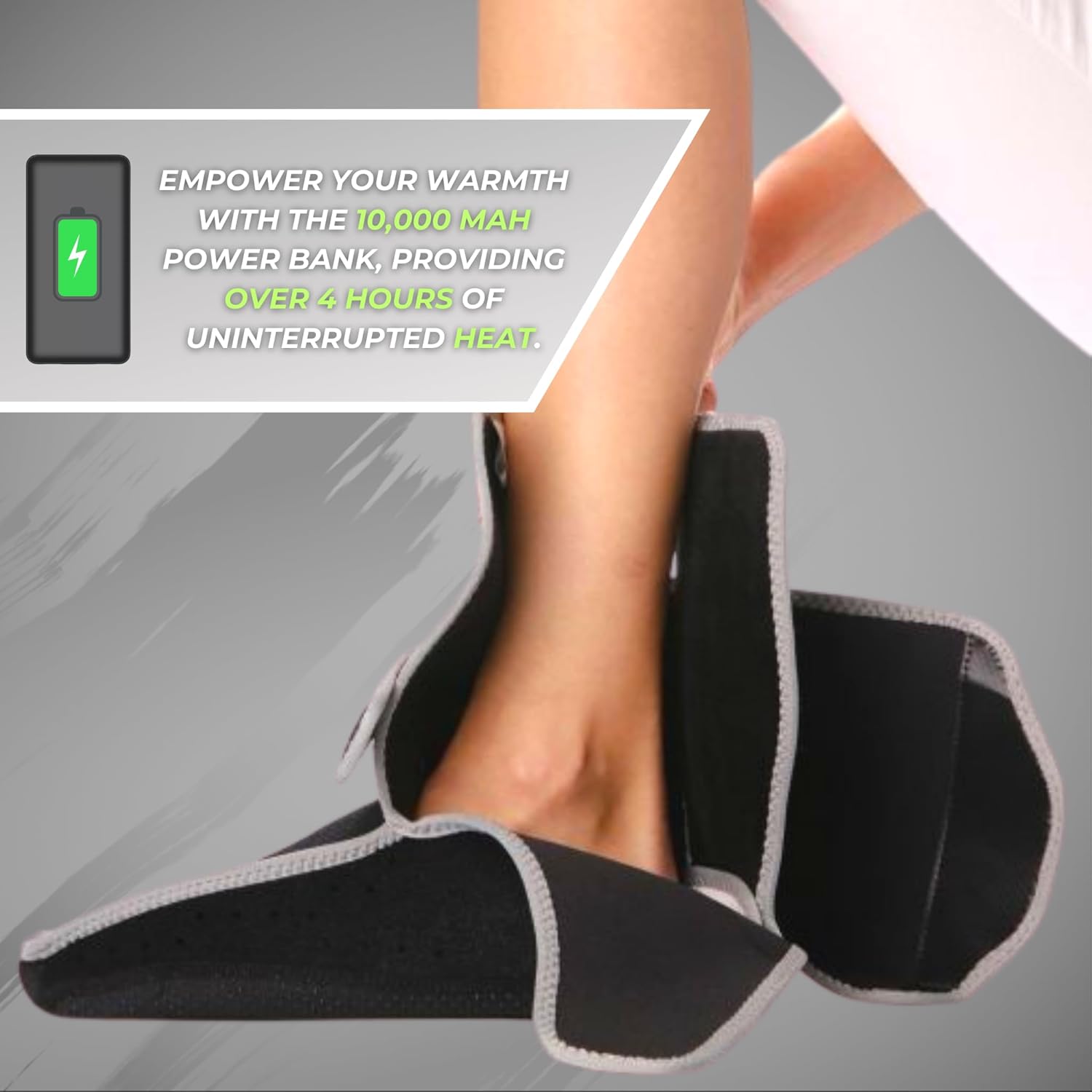 Portable Far Infrared Foot Heating Pad for Feet - Hot Amethyst, Tourmaline Gemstone Insert - Cordless Electric with Rechargeable Power-Bank - Auto Shut Off, Adjustable Temperature, USB Black