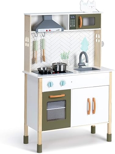 Miniatura 8 de ROBUD Juego de cocina de madera para niños pequeños, juguetes de simulación, regalo de cocina para niñas y niños