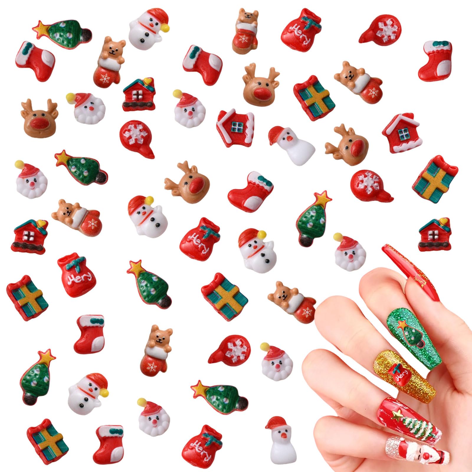 商品説明必読!!3D☆クリスマスネイルパーツ❤︎ Amazon.co.jp: ネイルパーツ 100個セット 3D 立体 可愛い