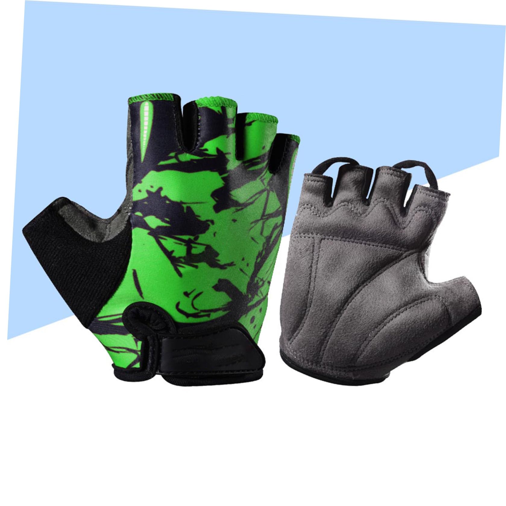 3stücke Kids Outdoor Sports Halbfingerhandschuhe rutschfeste Atmungsaktive Und Schockabsorbierende Workout-Handschuhe Für Junge Mädchen Grünes Totem Für Radfahren Klettern Und
