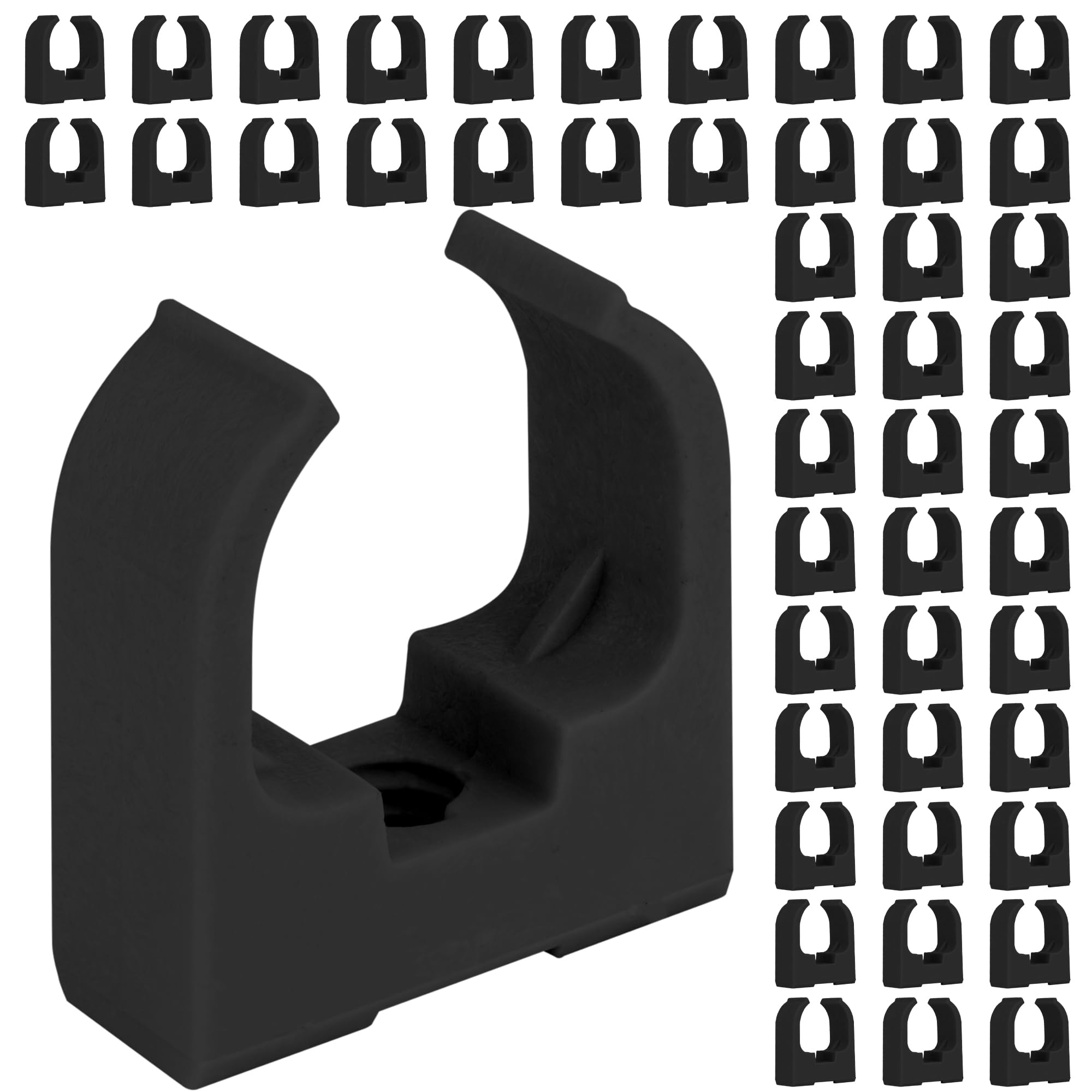 Boltza® Saddle Cable Clips for 20mm Conduit – Black or Grey – Screw Mount – Pack of 10 or 50 (50, Black)