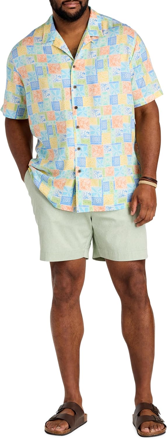 Oak Hill by DXL Men's Big and Tall Colorful Paradise Sport Shirt, Multi