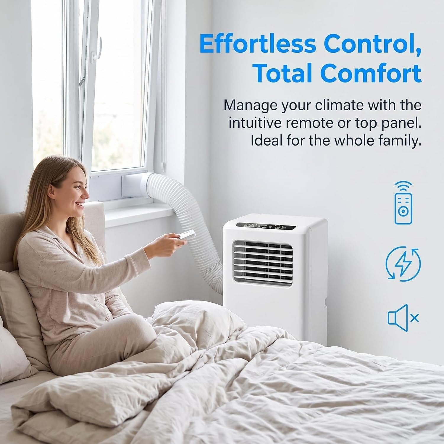 Aire Acondicionado Portátil 5000 BTU Silencioso, Enfriador Interior con Control Remoto Digital, Deshumidificación y Kit de Instalación para Ventana, Style 5, 8000 BTU