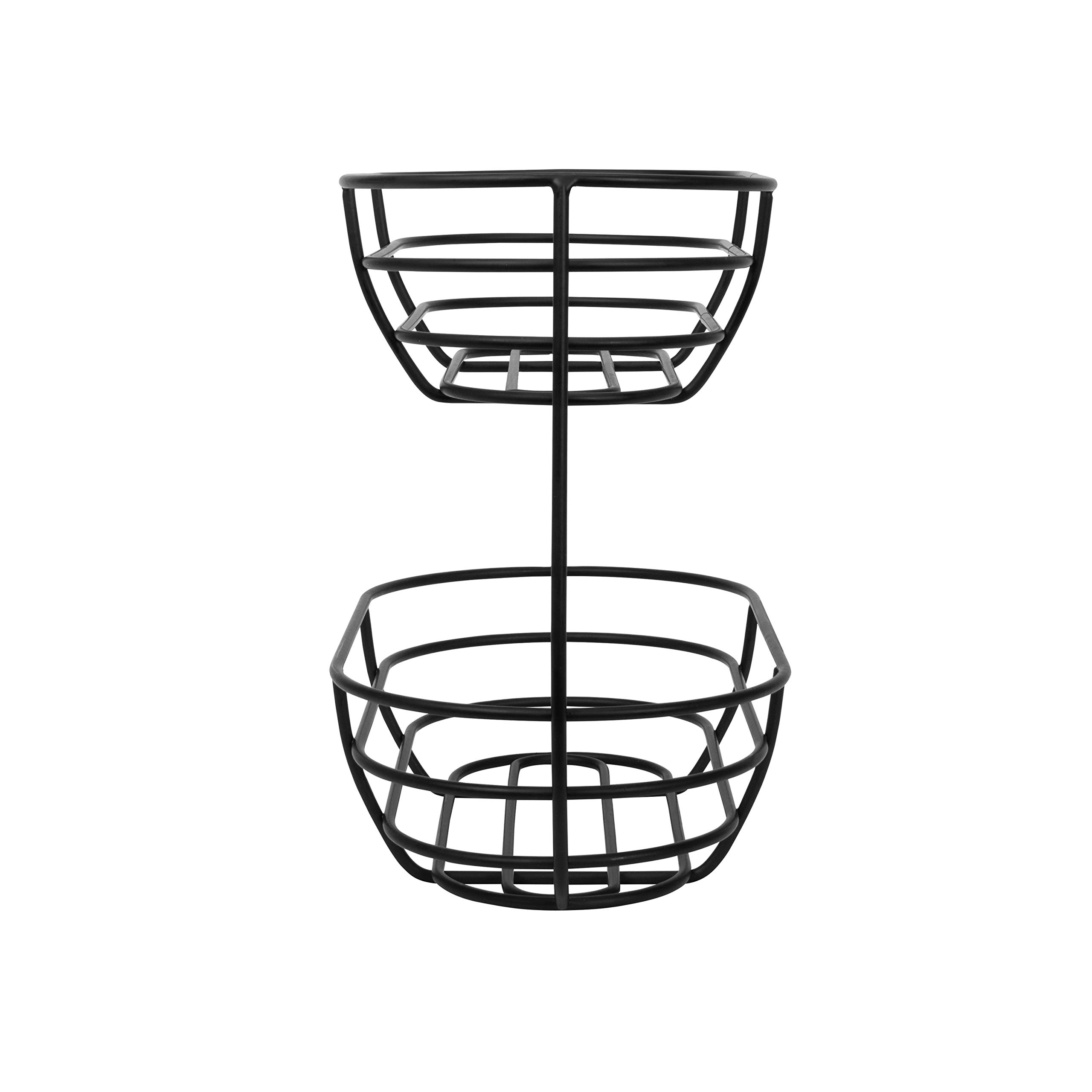 Spectrum Diversified Scroll 2-Tier Serving Bowl | Elegant Stainless Steel Fruit & Snack Server | Black - View #9