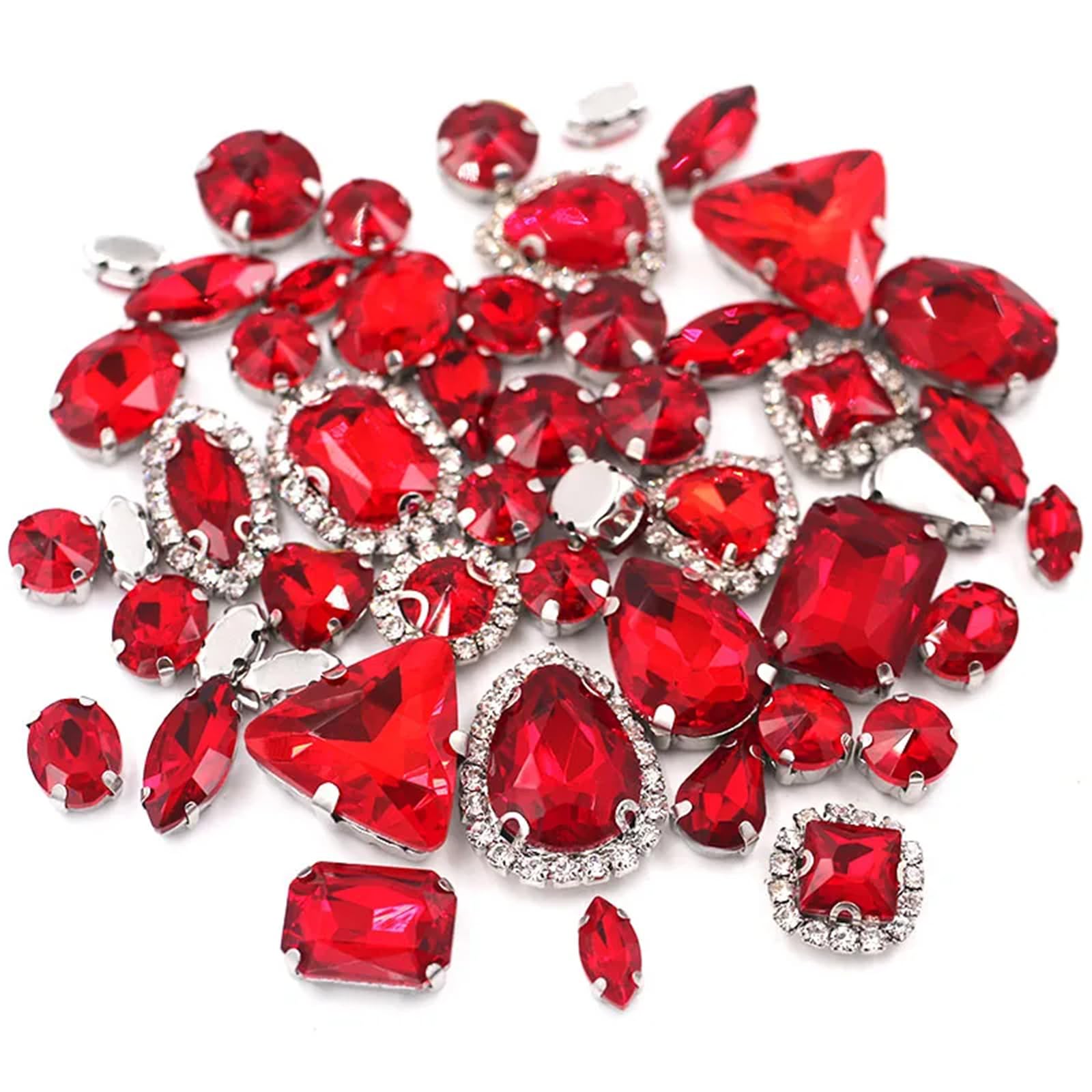 Strass en cristal rouge à coudre pour mercerie et loisirs créatifs