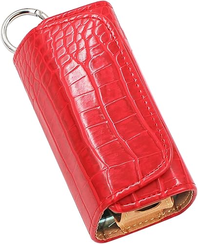 EPMANN 7 Color Flip Bag Double Schoolbag Leather Case with Loop Fit for Iqos 30 Duo DVD Storage case Color Rojo