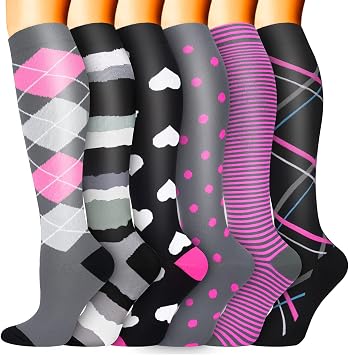 Sooverki Compression Socks for Women & Men 6 Pairs is Best Supportive Knee High Stockings for Circulation, Travel, Nurses