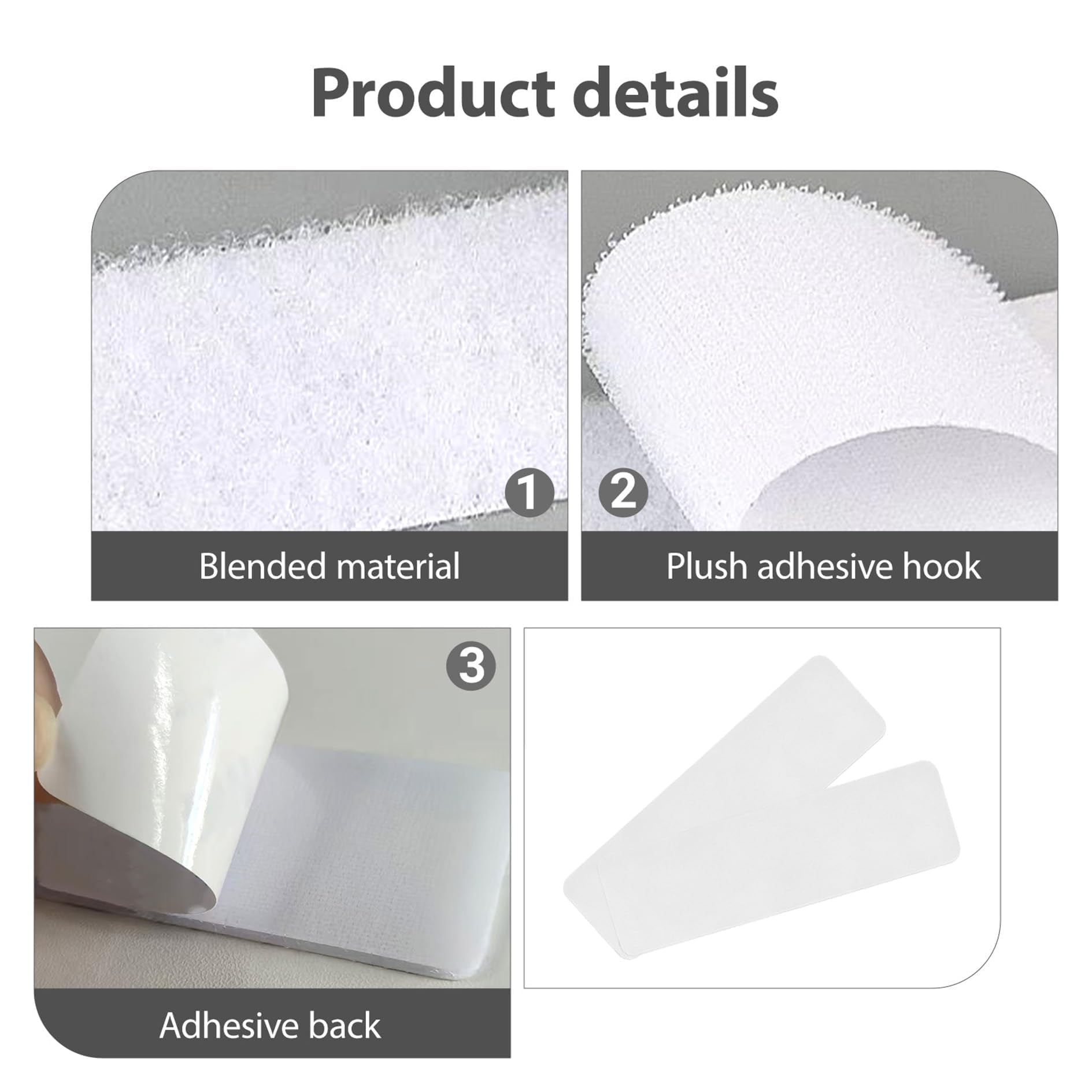 Scratch Autocollant Double Face Blanc Réutilisable Rectangle 3 x 10 cm Lot de 10 Pièces