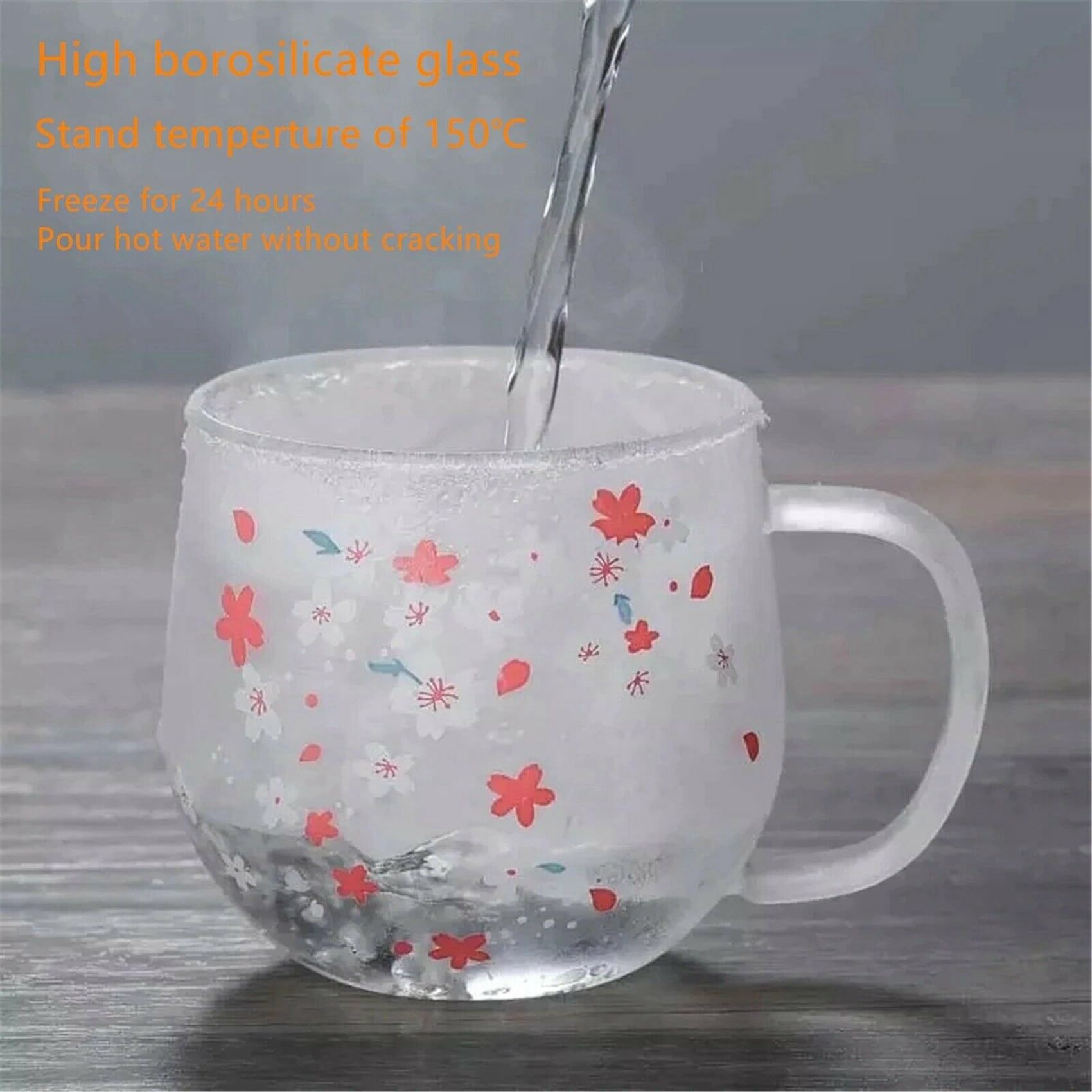 3X Tasse Tasse en Verre avec Infuseur à Thé Filtre et Couvercle Fleurs de Cerisier Tasse Ensemble Fleurs Fleur Tasse à Thé 300Ml Verres à Boire