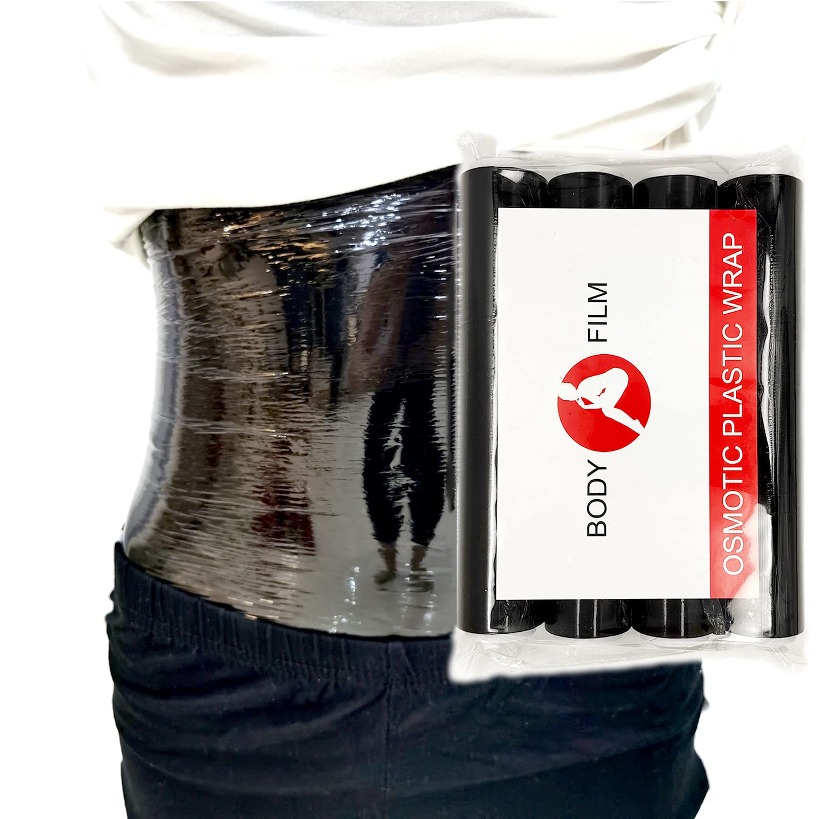 ZGDFSM 4 Rolls 60 Meters Premium Osmotic Plastic Body Wrap Black Film, Black
