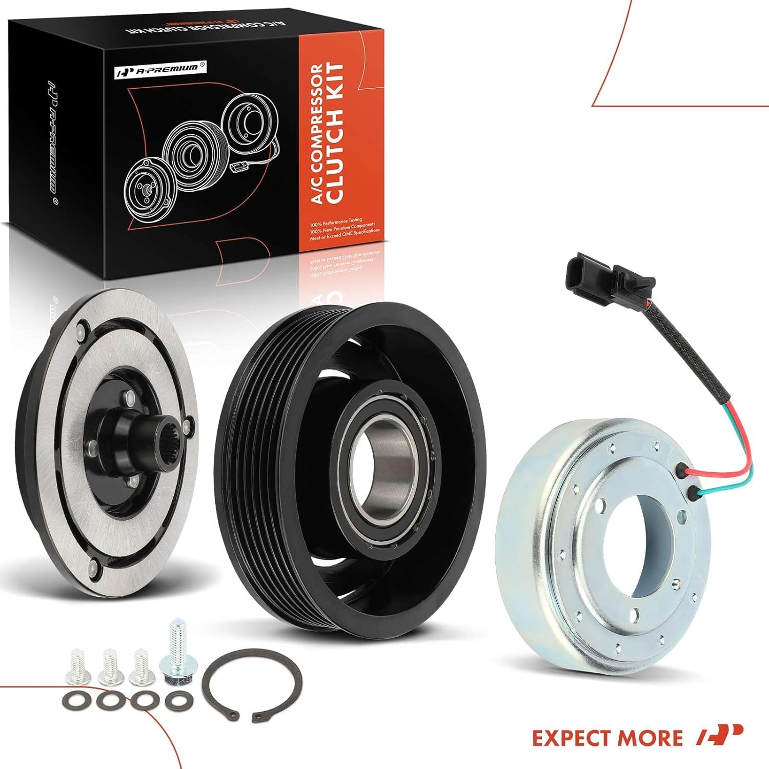A-Premium A/C Compressor Clutch Kit Compatible with Nissan NV200 2.0L 2013-2021, with 6-Groove Pulley