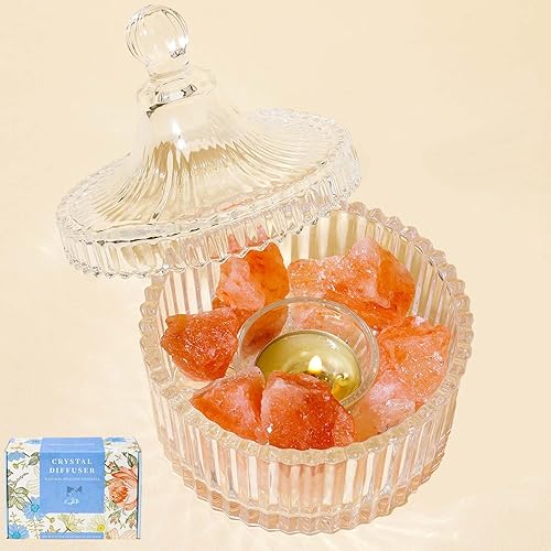 Candelabro de cristal de cristal curativo para centro de mesa de boda, lámpara de mesa decorativa para cenas (sal naranja)