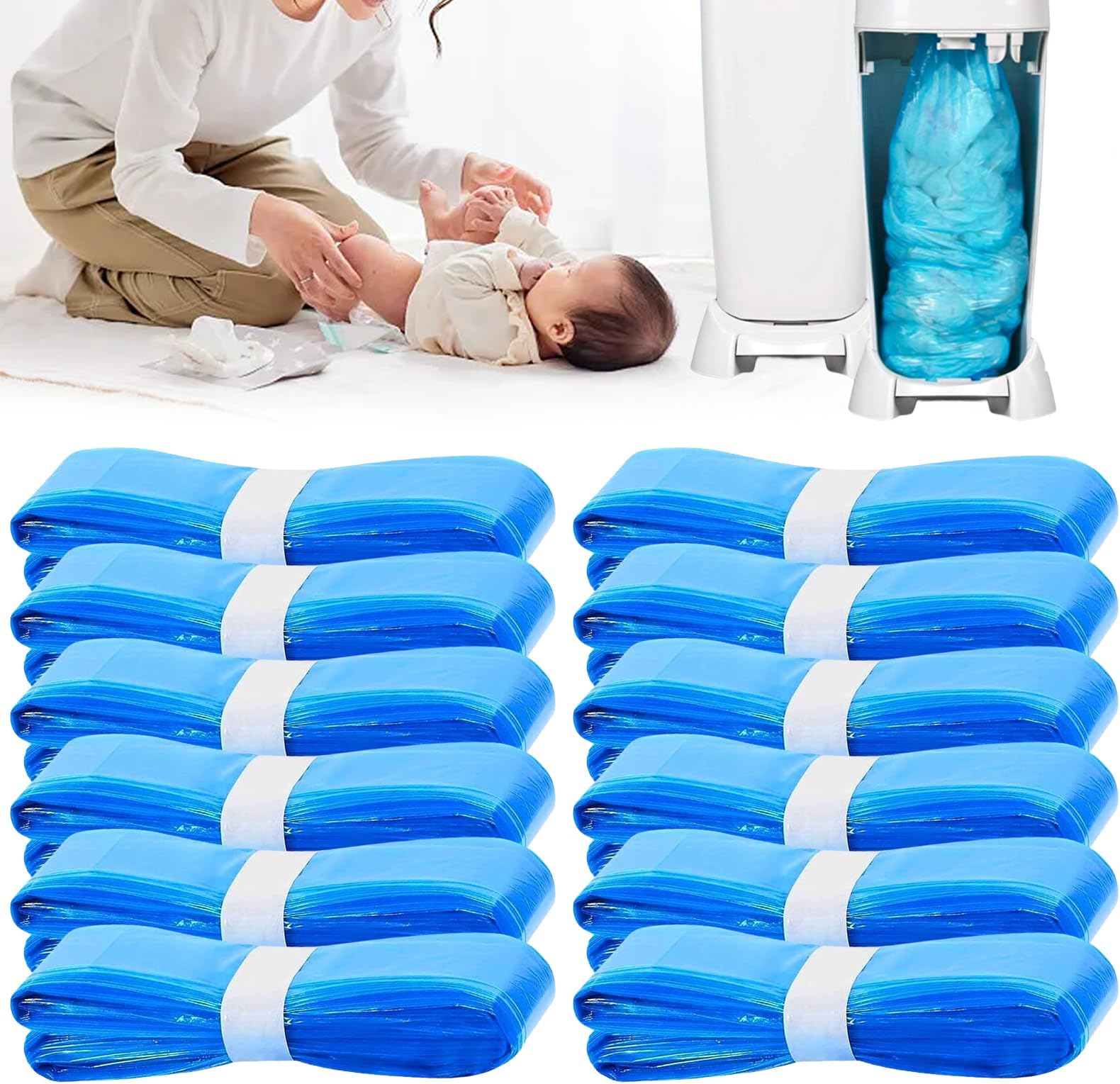 SUNOYA Refill Film for Nappy Bins, Pack of 12 Nappy Bin Refill