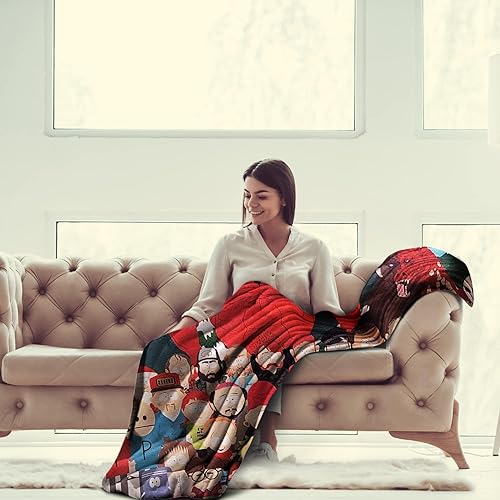 Miniatura 6 de South Park Characters - Manta de forro polar de poliéster súper suave y ligero, vibrante collage de Stan Kyle Kenny, acogedora manta de sofá para