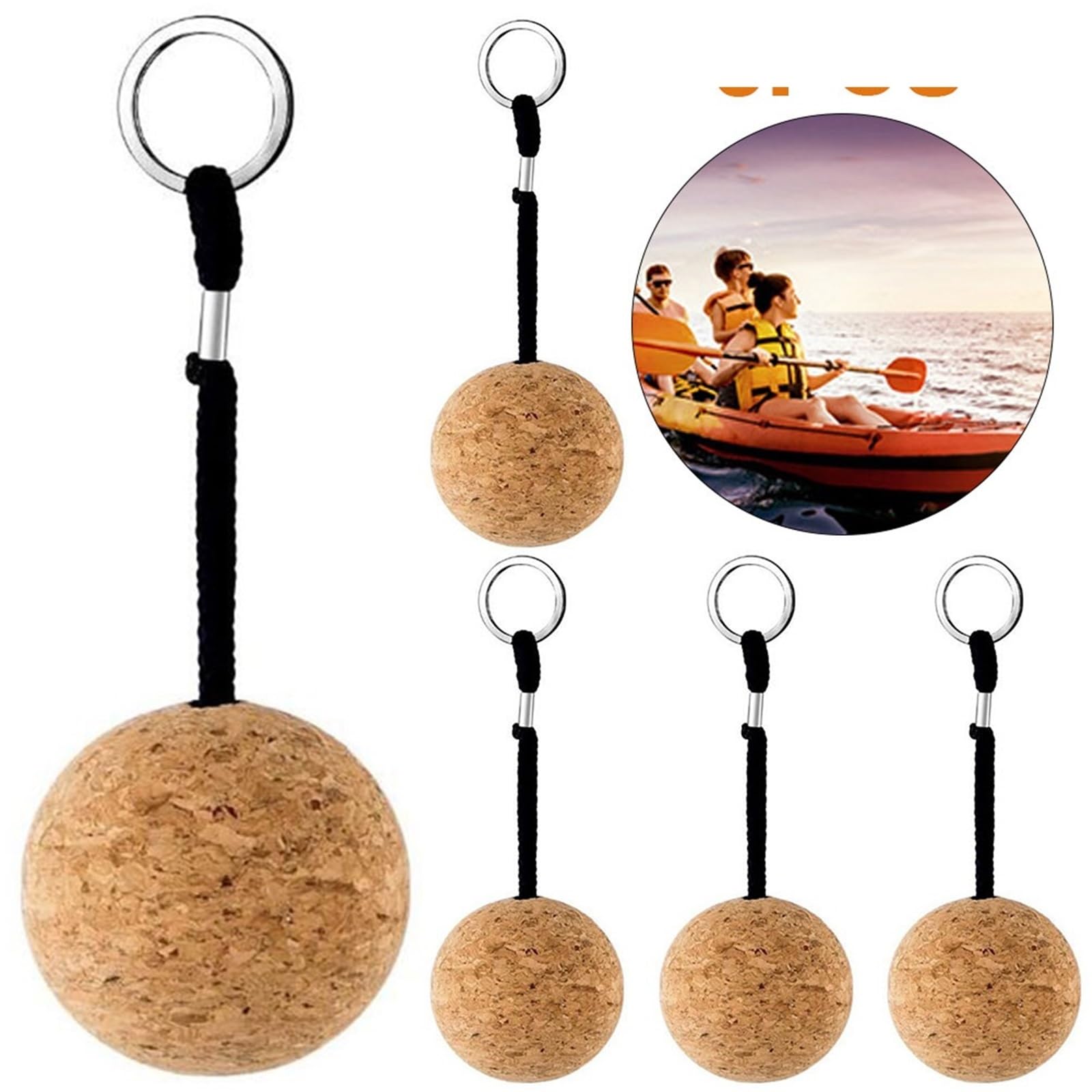 Portachiavi galleggiante 15 pezzi 50 mm portachiavi in ​​sughero for barca con sfera in acqua