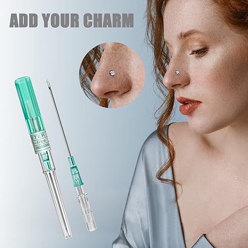 Miniatura 25 de Piercing de catéter mixto, 50 piezas, catéter de nariz de oreja 14G, 16G, 18G, 20G, 22G, herramientas de perforación hueco para labio, lengua