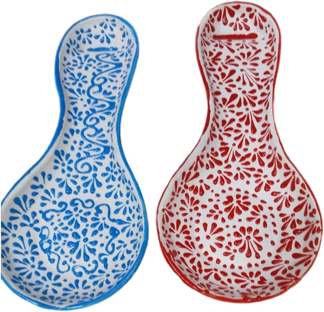 Talavera Authentic Mexican Cucharera Spoon Rest Handmade Handpainted Barro Engove 1 Pc