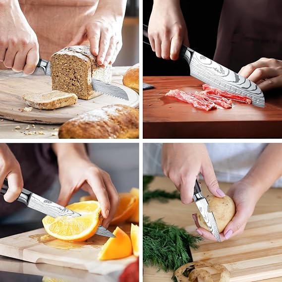 Knife Set 8-Piece Kitchen Knife Set Made of High-Quality Stainless Steel Ultra Sharp Knife Set with Ergonomic Handle Gift Box Very Suitable for Home and Restaurant Cooking